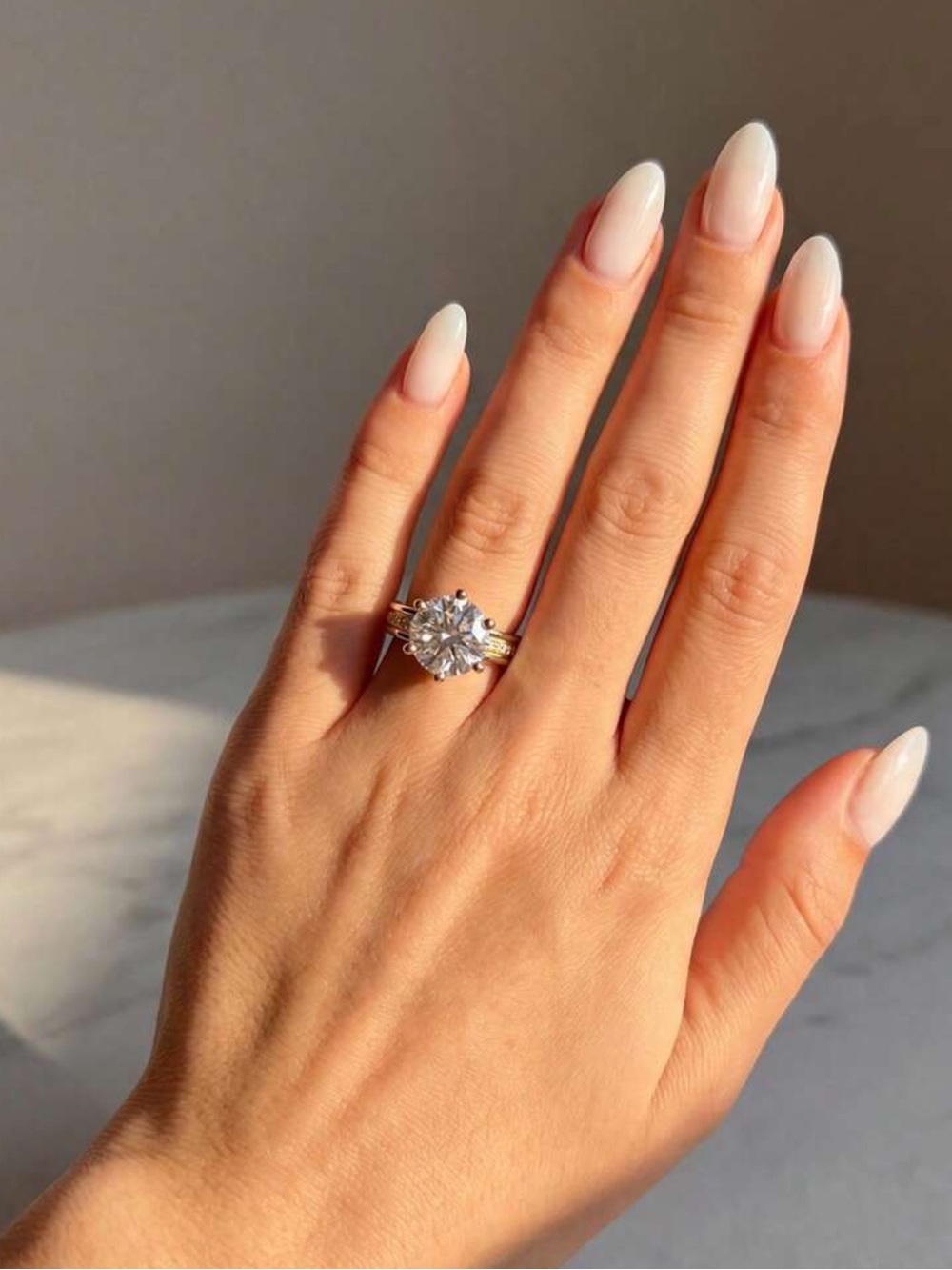 π 14K Gold Round-Cut Statement Ring in White